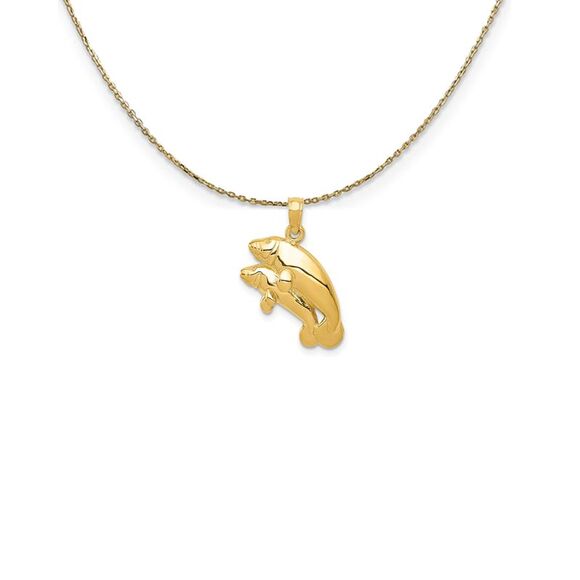 14k Yellow Gold Double Manatee Necklace - 24 Inch